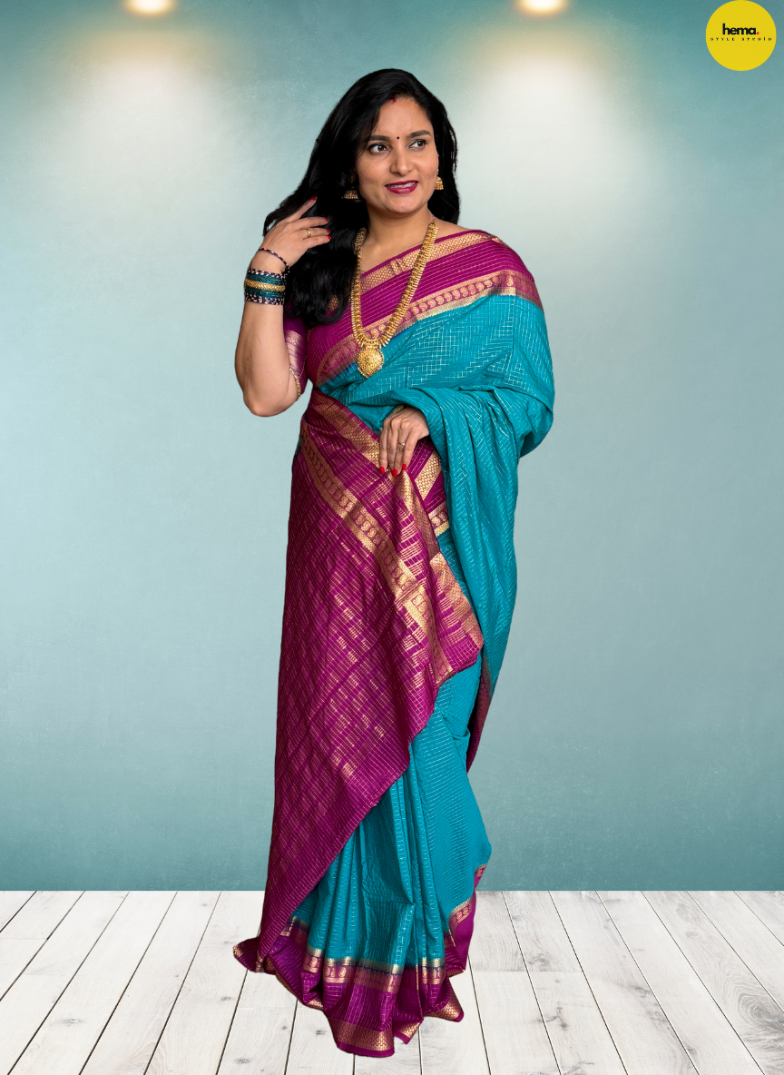 Semi Mysore Crepe (Checks Mango Bentex)