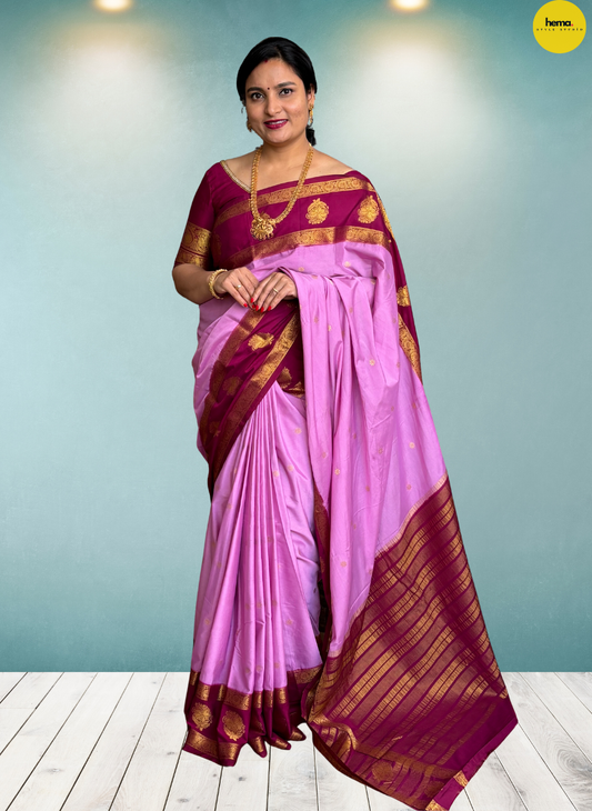 Semi Mysore Crepe (Floral Motif Bentex Border)