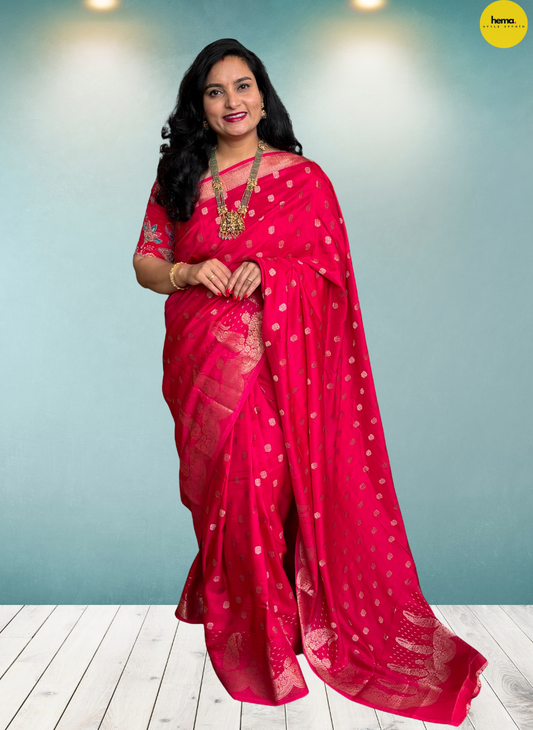 Soft Silk (Mango and Floral Scallop Border)