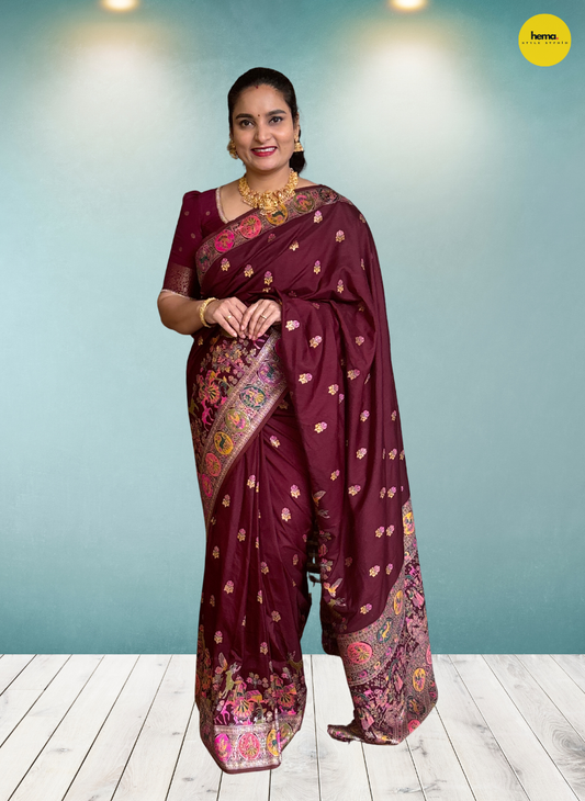 Kashmiri Pashmina Saree (Village Theme)