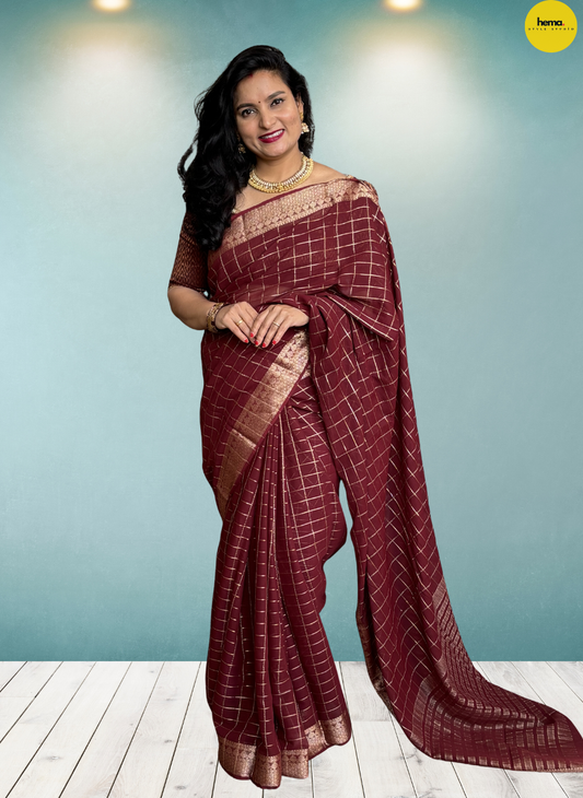 Georgette Chiffon (Checks, Brocade Blouse)