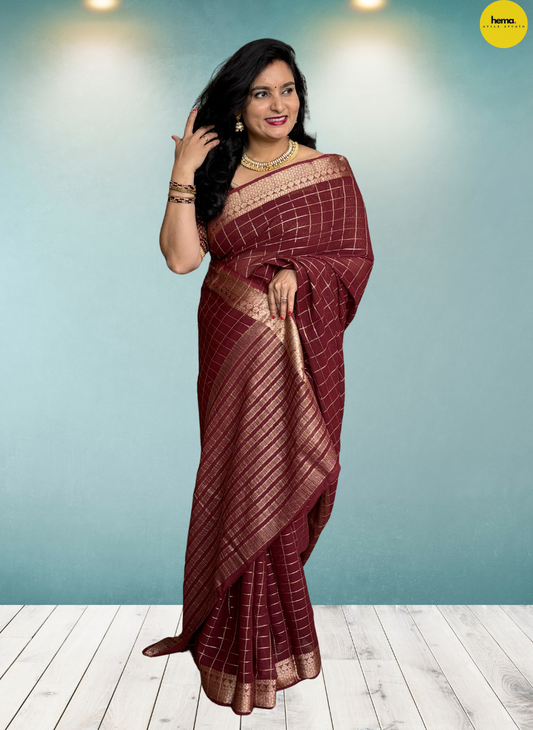 Georgette Chiffon (Checks, Brocade Blouse)