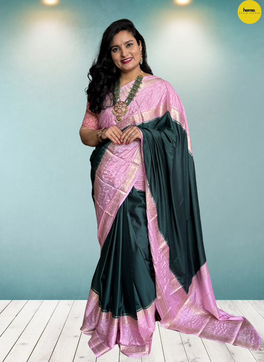 Semi Mysore Crepe (2D, Floral Bentex Border)