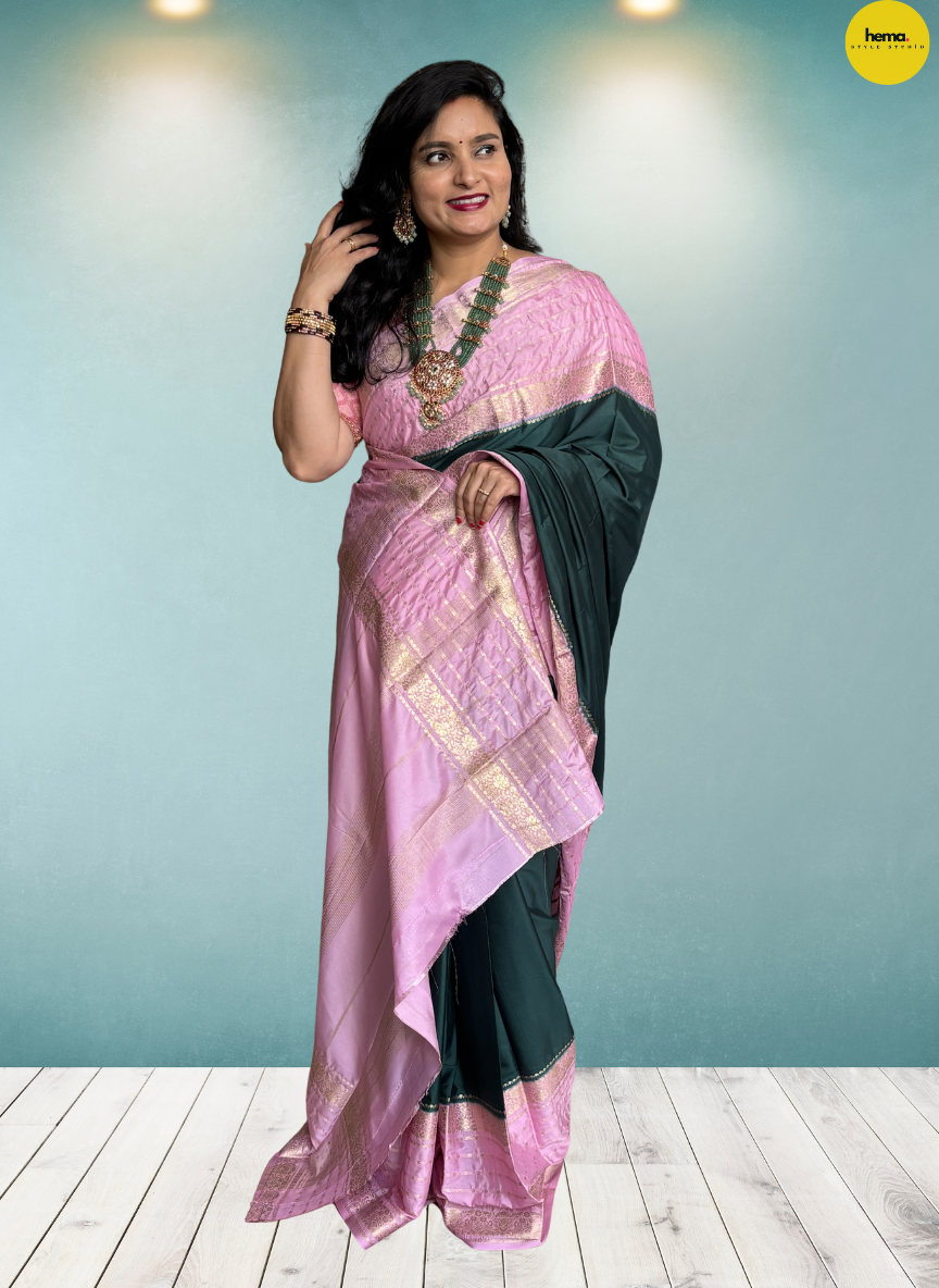 Semi Mysore Crepe (2D, Floral Bentex Border)