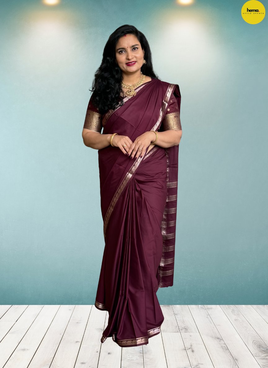 Semi Mysore Crepe (Self, Small Marching Elephants)