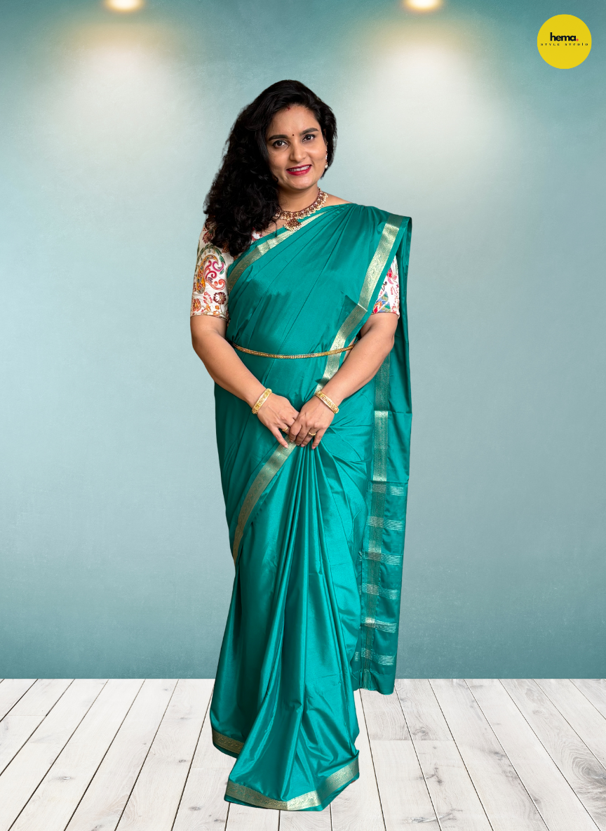 Semi Mysore Crepe (Small Mango Sequence Border)