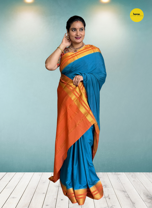 Semi Mysore Crepe (Contrast, Medium Sized Bentex Border)