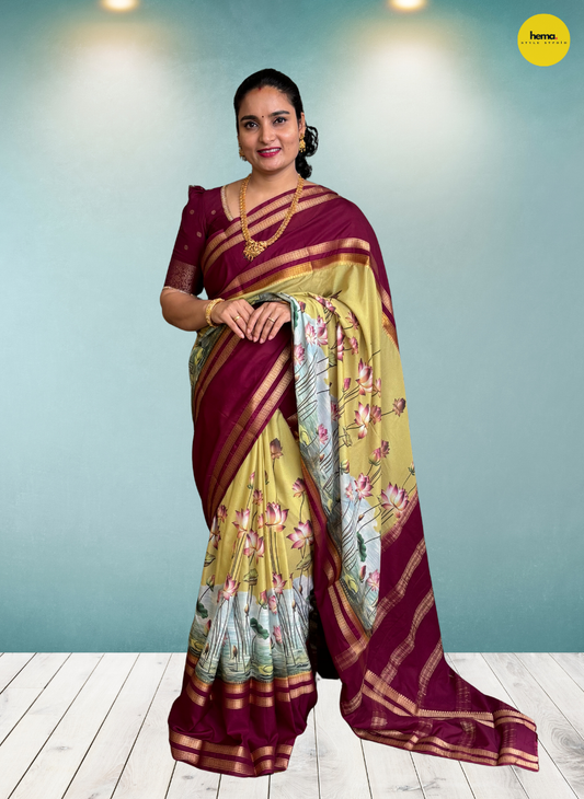 Semi Mysore Crepe (Floral Digital Print)