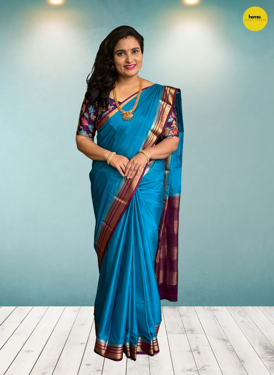 Semi Mysore Crepe (Golden Sequence Border)