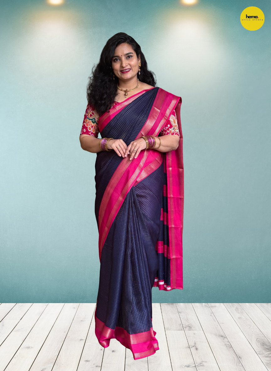 Georgette Chiffon (Checks, Bentex Border)