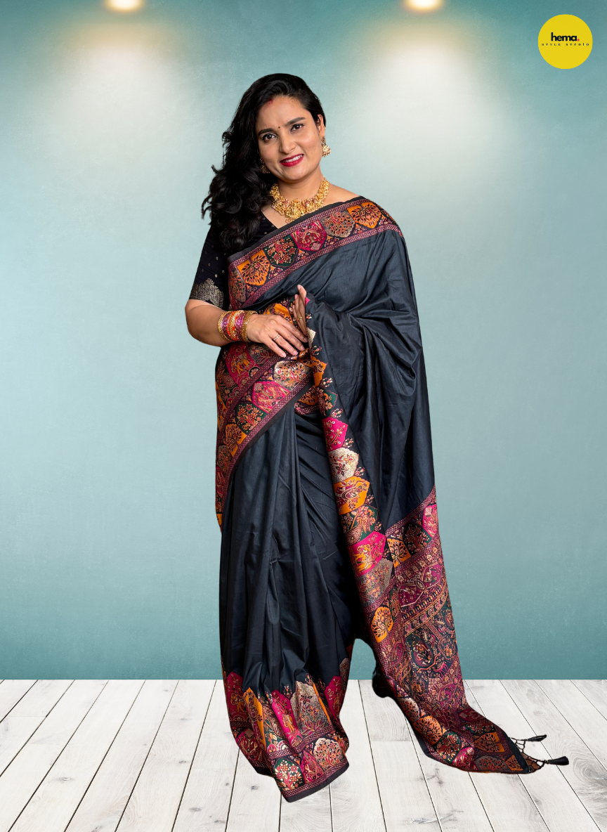 Kashmiri Pashmina Saree (Kalamkari Design)