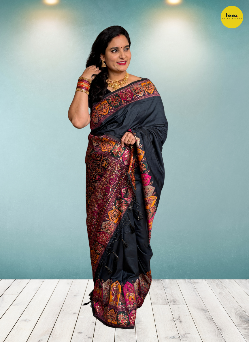 Kashmiri Pashmina Saree (Kalamkari Design)