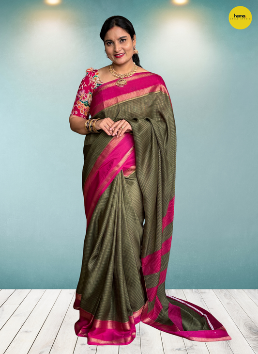 Georgette Chiffon (Checks, Bentex Border)