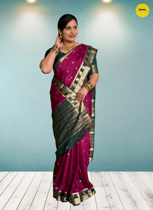 Semi Mysore Crepe (Elephant and Mayuri Border)