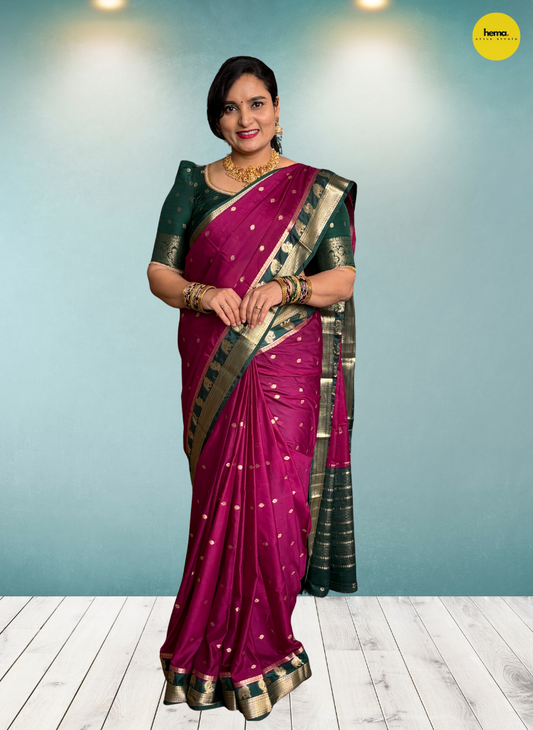 Semi Mysore Crepe (Elephant and Mayuri Border)