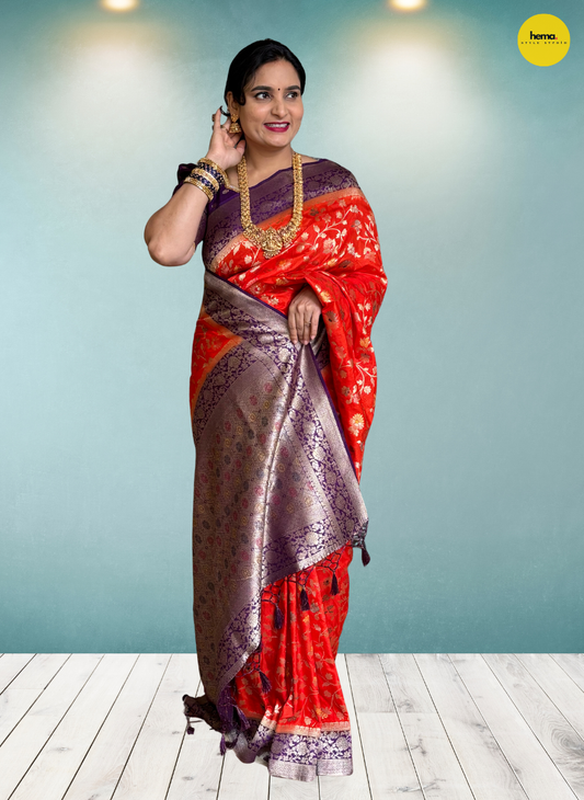 Banarasi Dola (Jal Pattern and Floral Border)