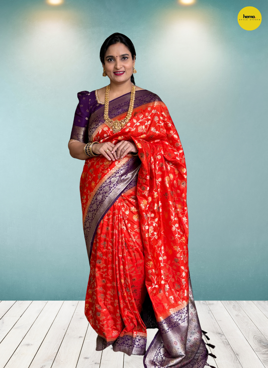 Banarasi Dola (Jal Pattern and Floral Border)