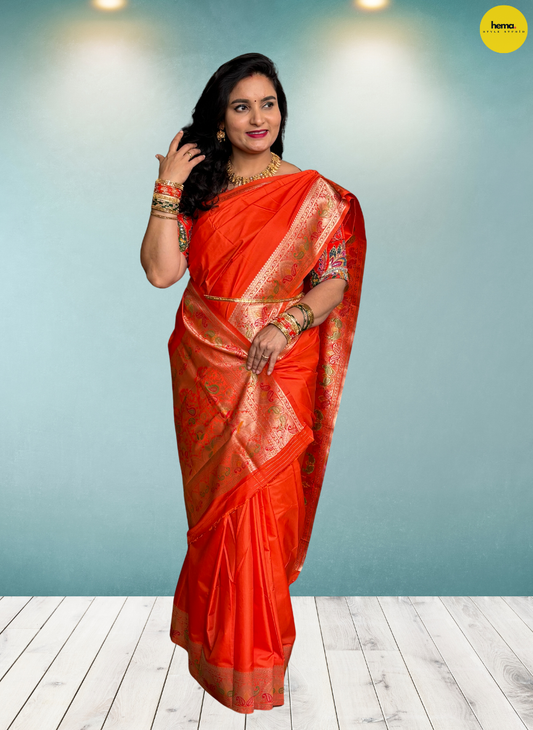 Semi Mysore Crepe (Meenakari Design)