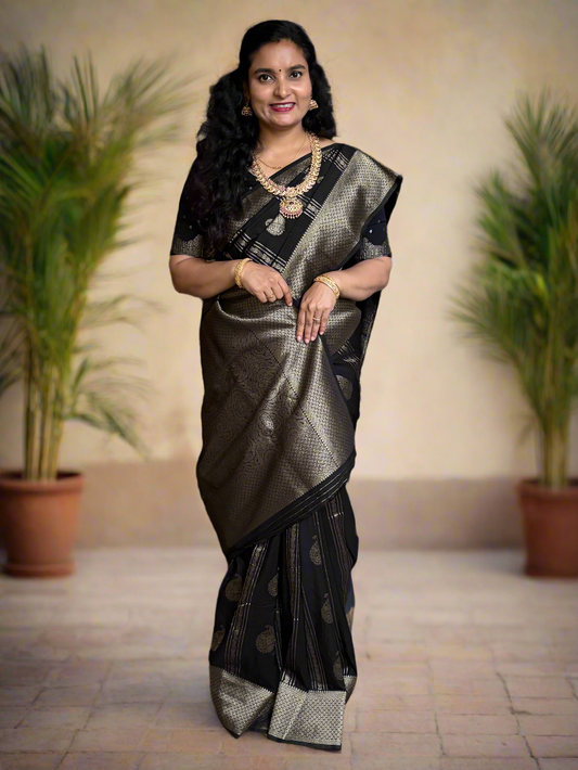 Banarasi Khaddi Georgette (Premium, Mango Motifs and Rich Pallu)