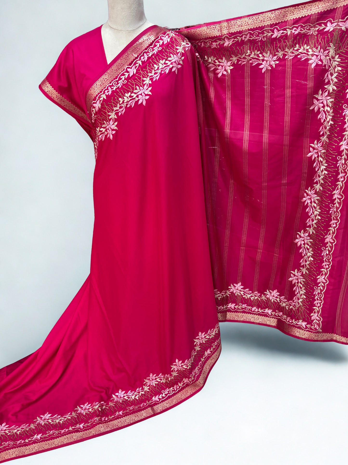 Semi Mysore Crepe (Premium, Floral Embroidary)